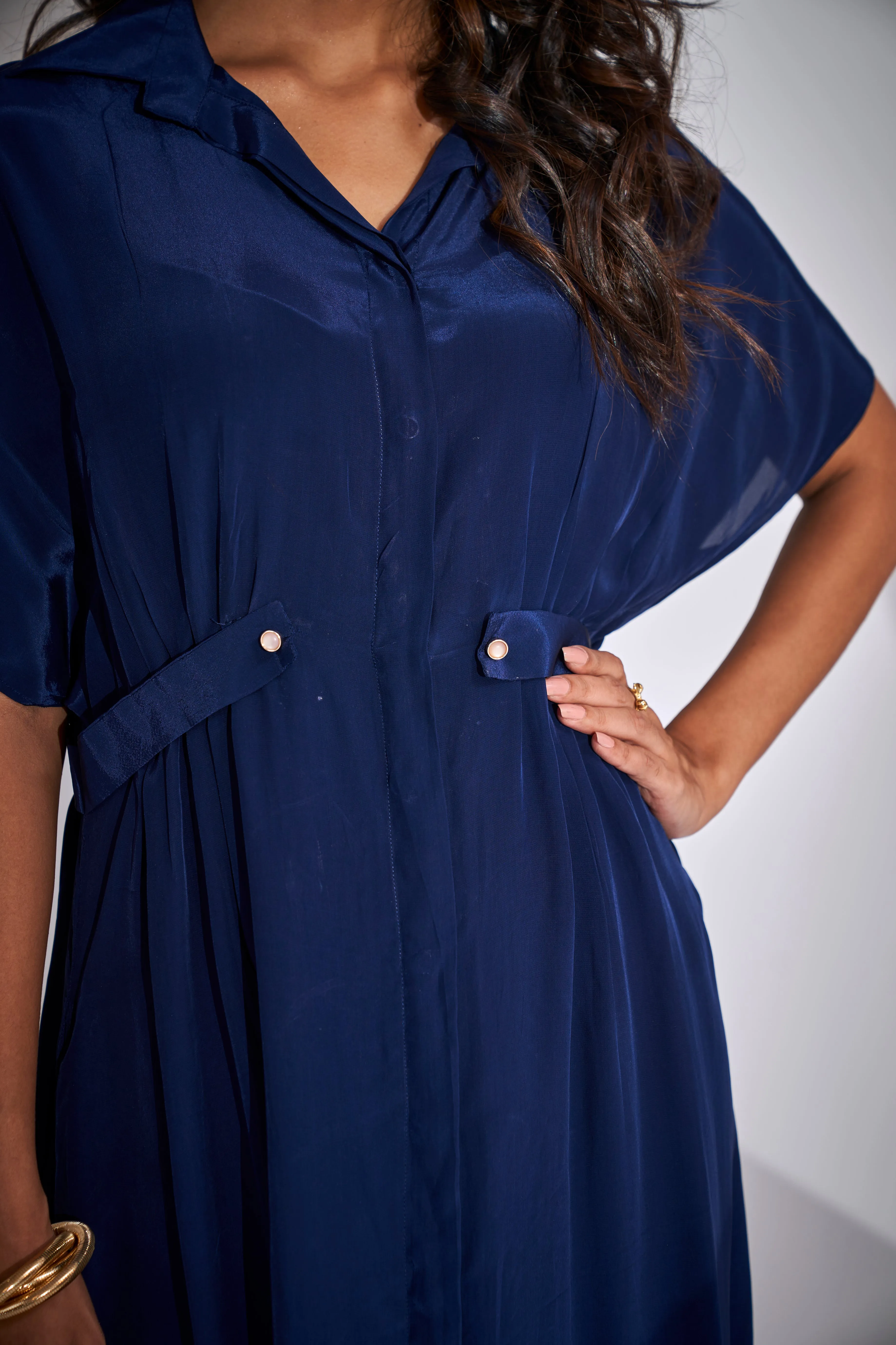 Classic Blue Button-front Dress