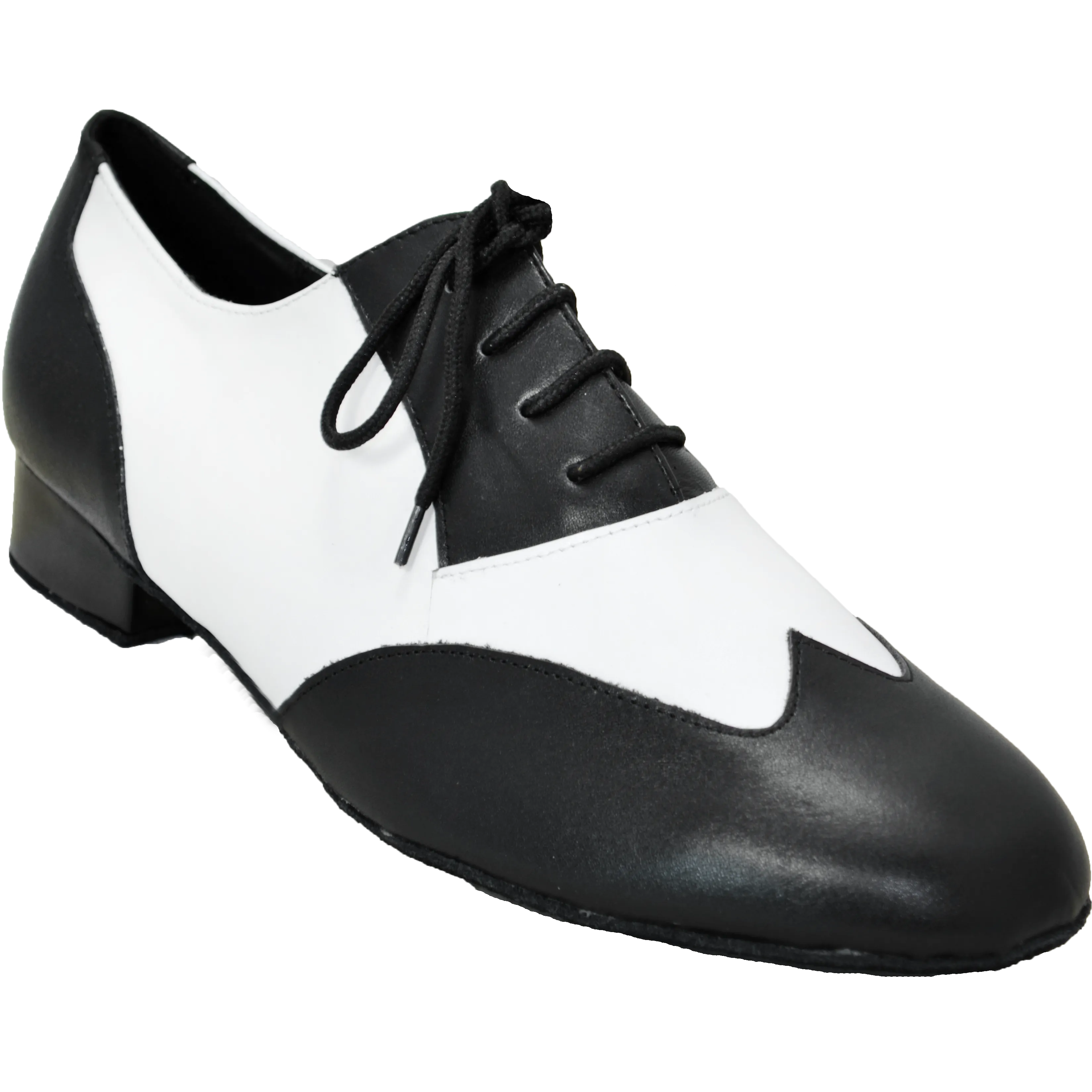 Comfort Wingtip Spat - Black Leather / White Leather - Low Heel