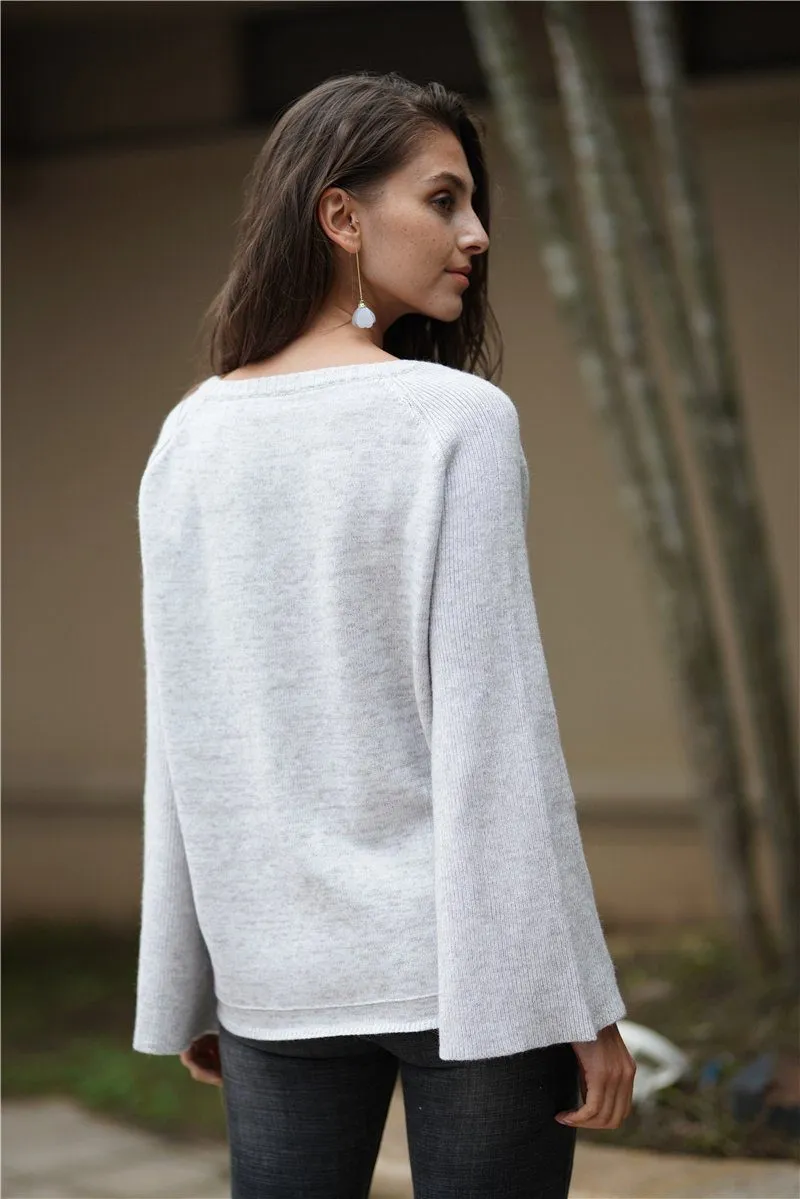 Commuter V-neck Loose Knitted Shirt