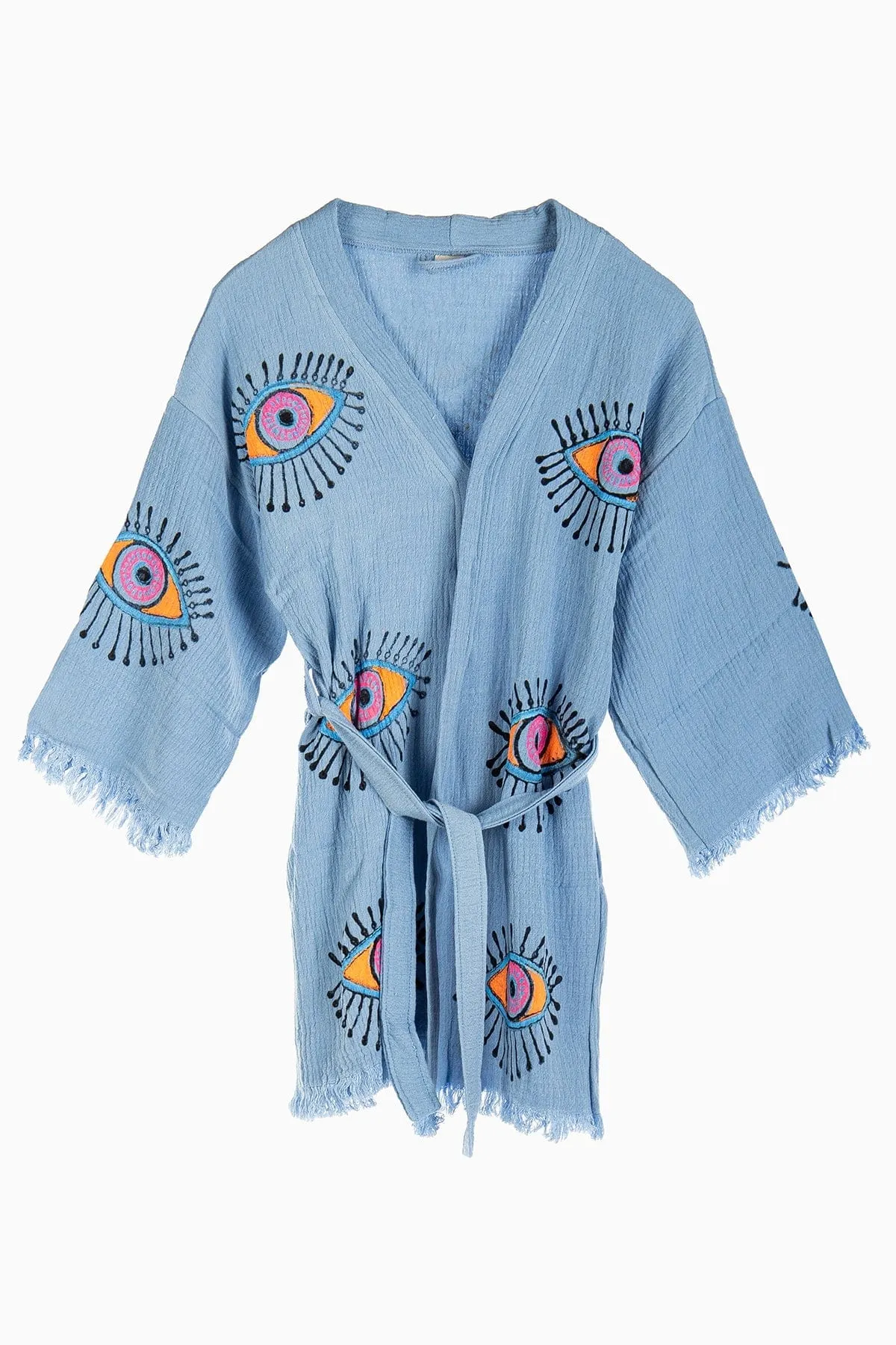 Cordelia Handmade Cotton Short Kimono | Blue