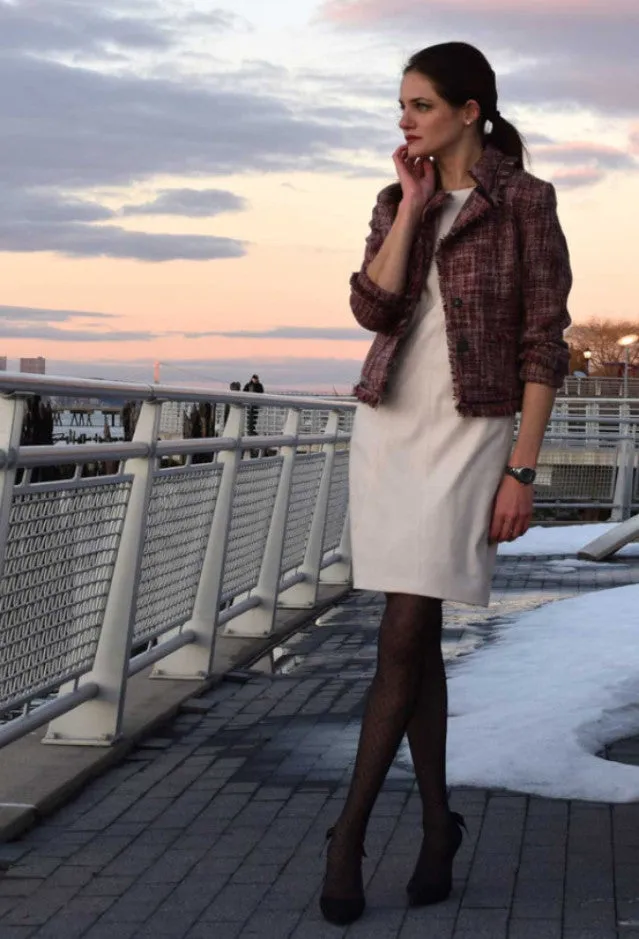 Cream Brocade Shift Dress