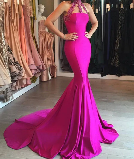 Custom made hight neck mermaid long prom dress, evening dress