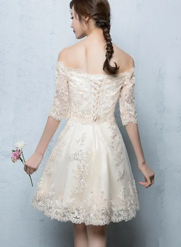 Cute Lace and Tulle Short Junior Prom Dress, Homecoming Dress