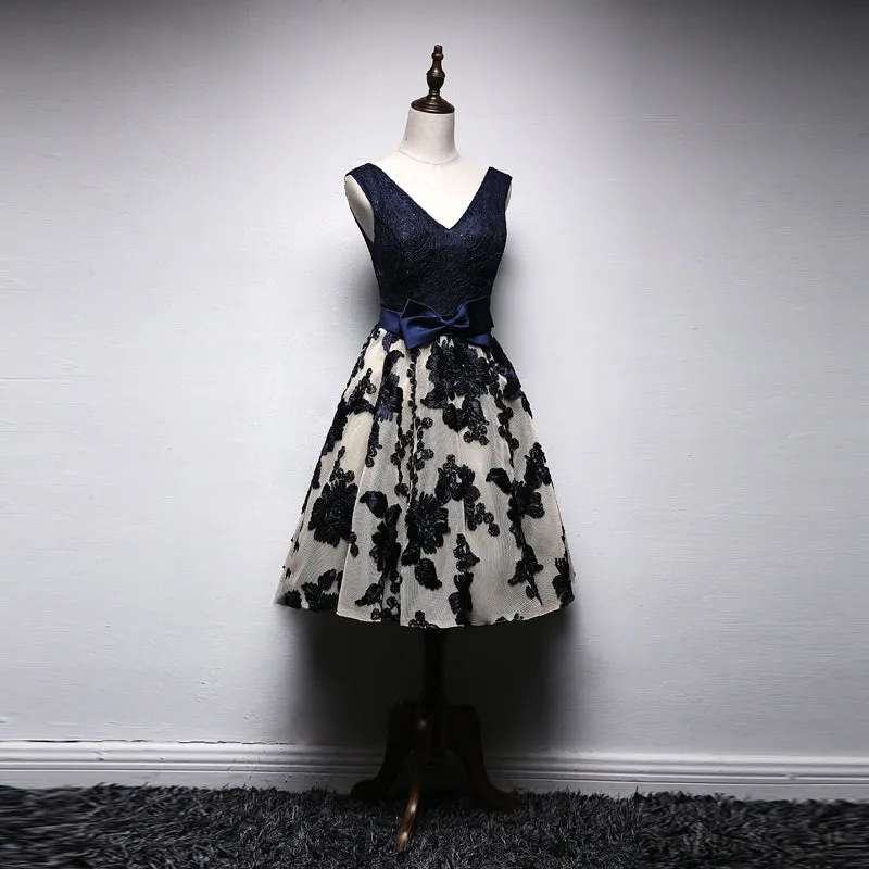 Cute Lace Short Party Dress V-neckline, Lovely Prom Dress