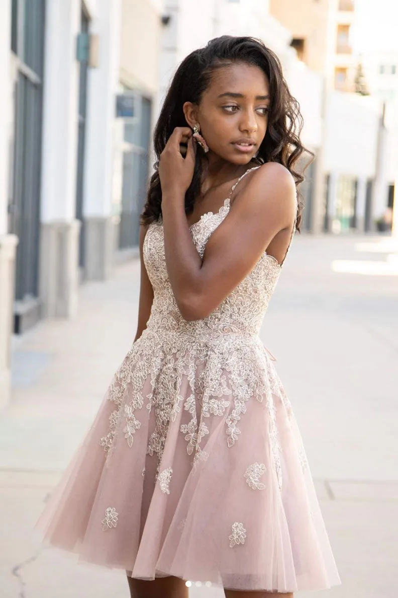 Cute sweetheart tulle lace short prom dress lace homecoming dress