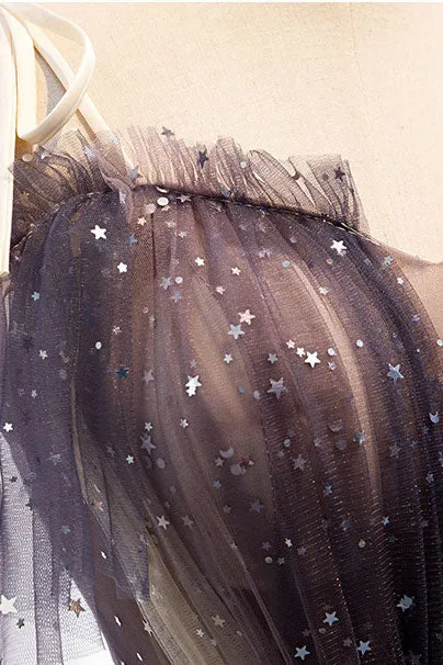 Cute tulle short prom dress tulle lace gray homecoming dress