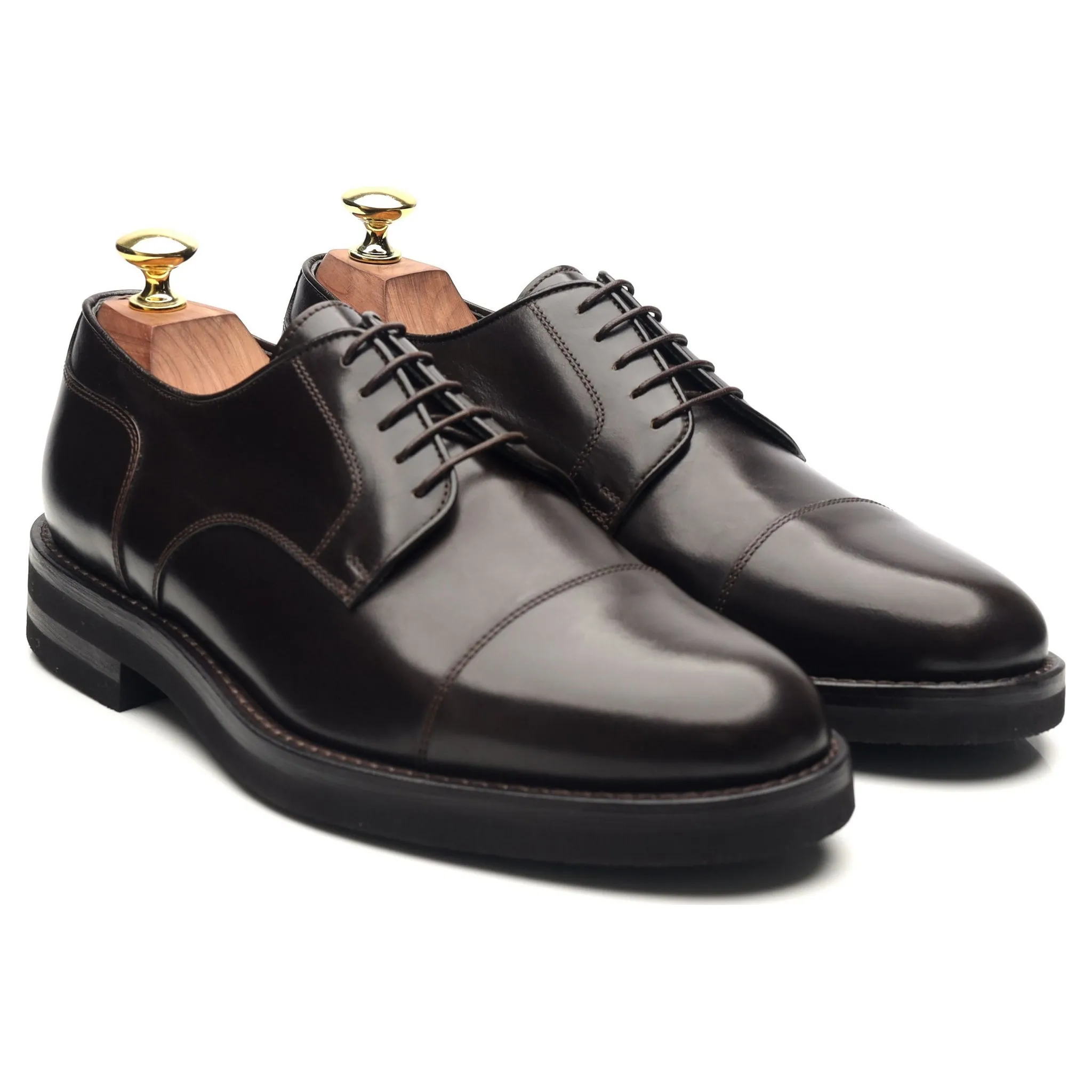 Dark Brown Leather Cap Toe Derby UK 6 EU 40
