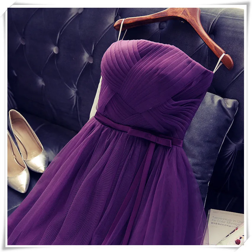 Dark Purple Cute Tulle Knee Length Formal Dress , Simple Prom Dresses