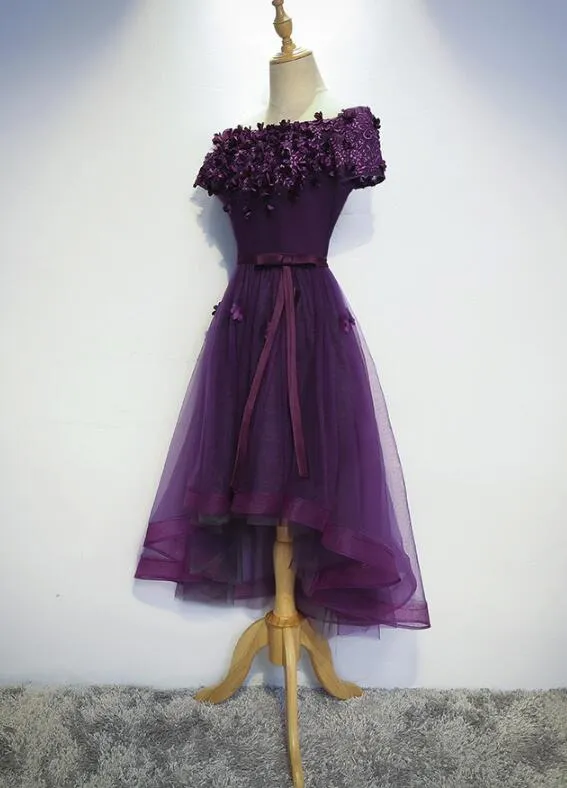 Dark Purple High Low Homecoming Dresses, Cute Formal Dress, Prom Dress