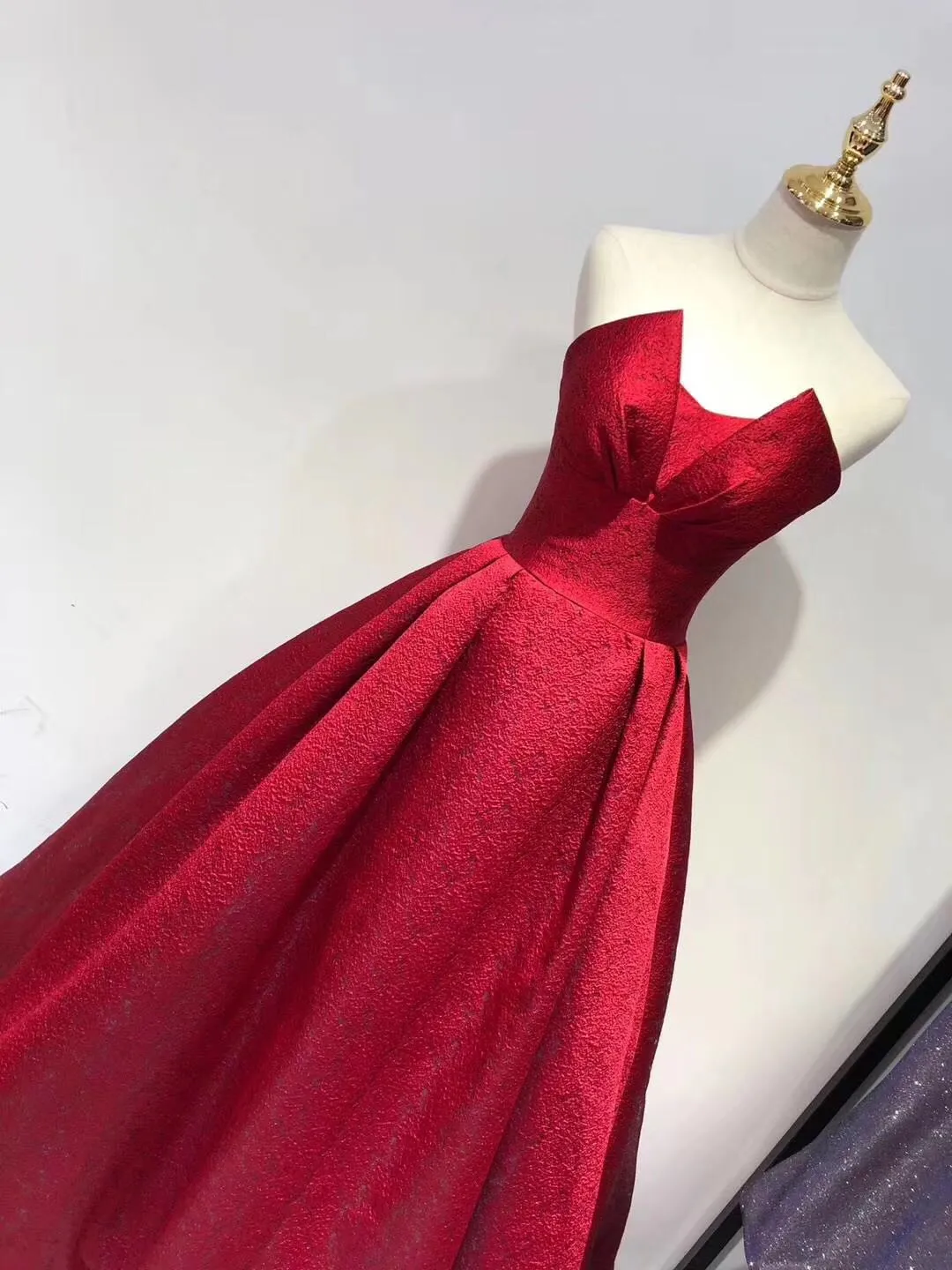 Dark Red Satin Floor Length Party Gown, Prom Dress, Elegant Evening Dress
