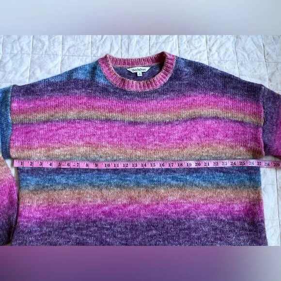 Davi &amp; Dani Vibrant Multicolor Gradient Stripe Sweater Dress - Medium