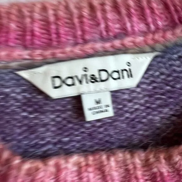 Davi &amp; Dani Vibrant Multicolor Gradient Stripe Sweater Dress - Medium