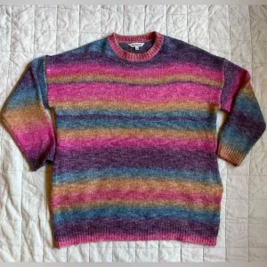 Davi &amp; Dani Vibrant Multicolor Gradient Stripe Sweater Dress - Medium