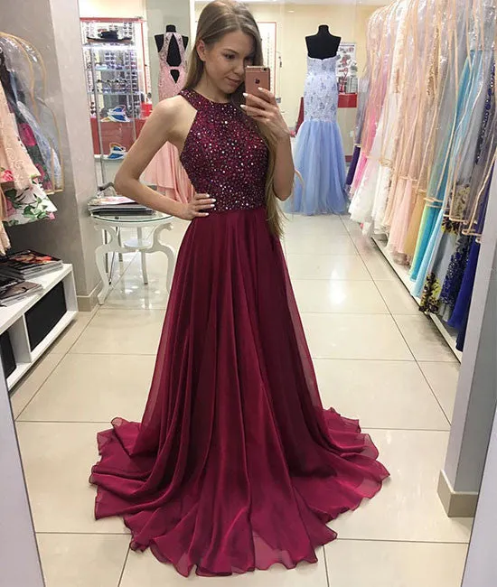 Deep gray chiffon long prom dress, deep gray evening dress
