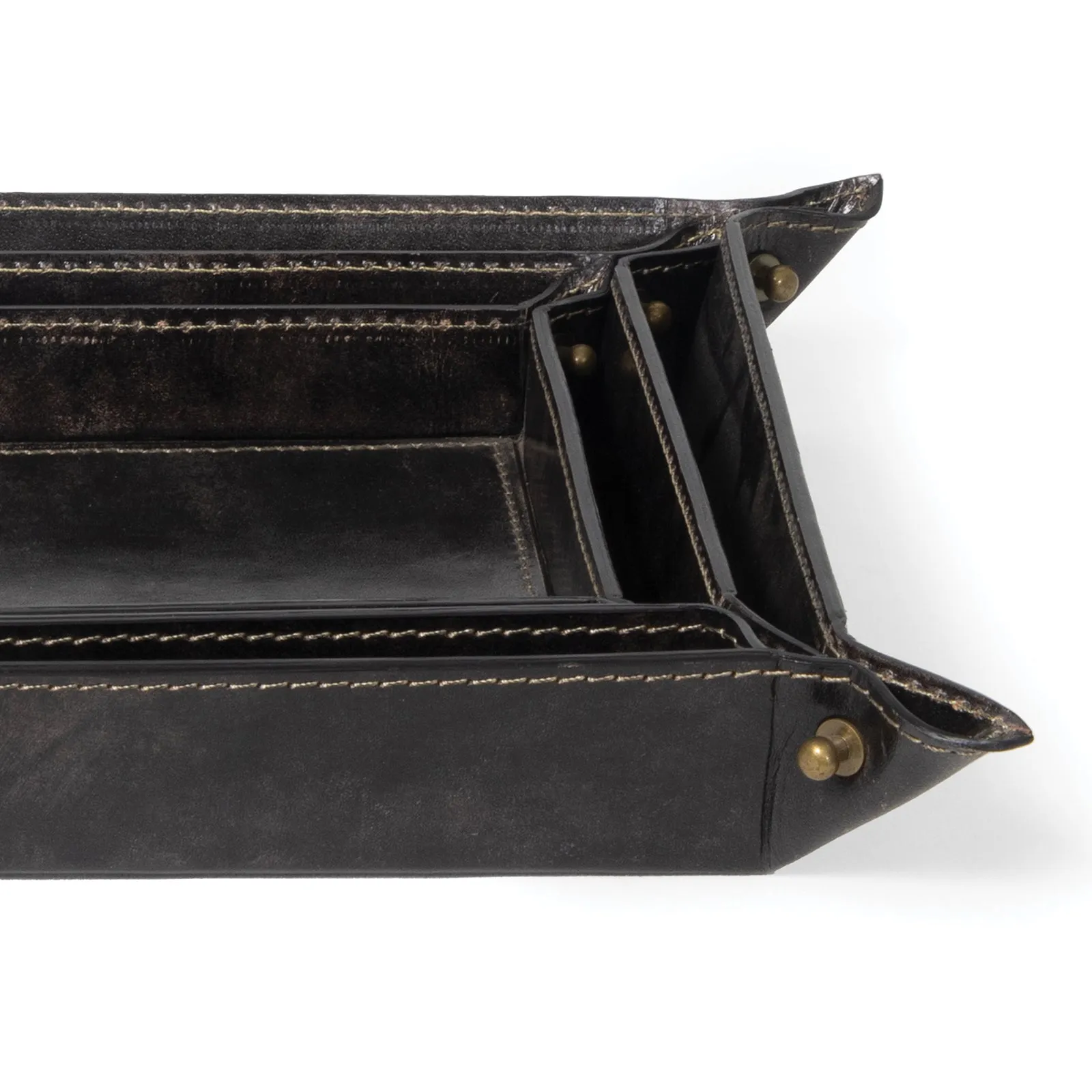 Derby Leather Tray Set (Black)