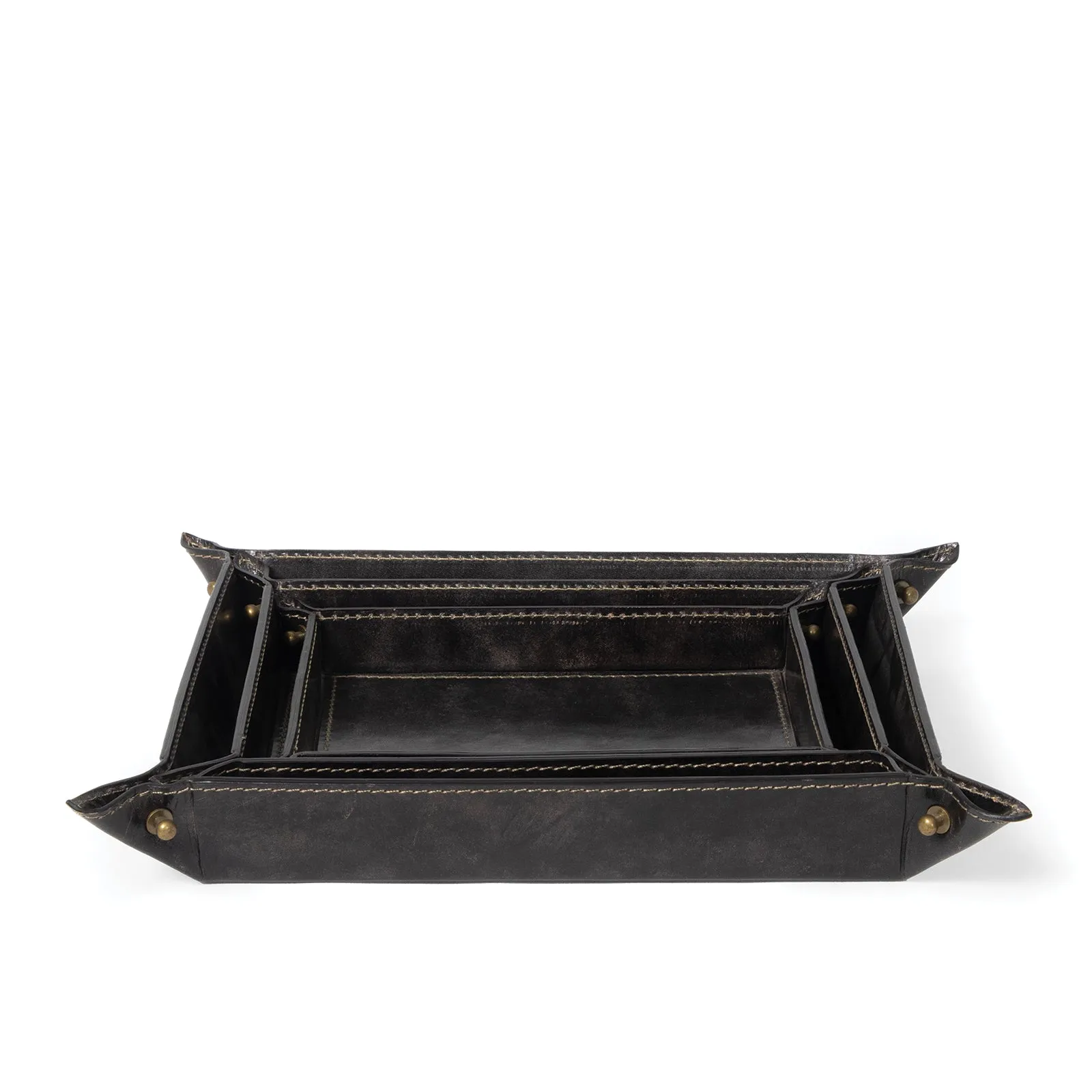 Derby Leather Tray Set (Black)