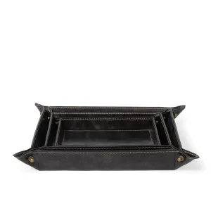 Derby Leather Tray Set (Black)