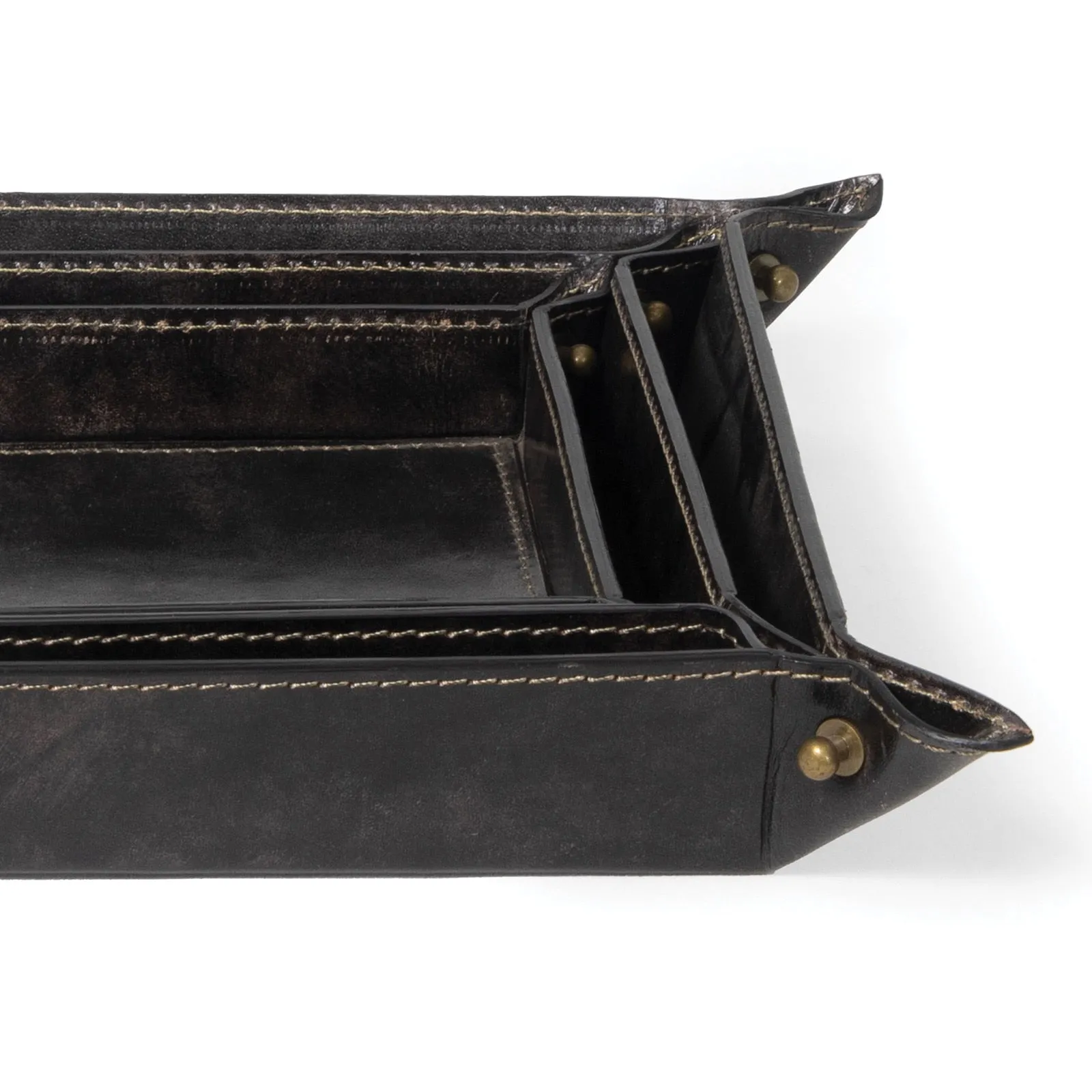 Derby Leather Tray Set (Black)