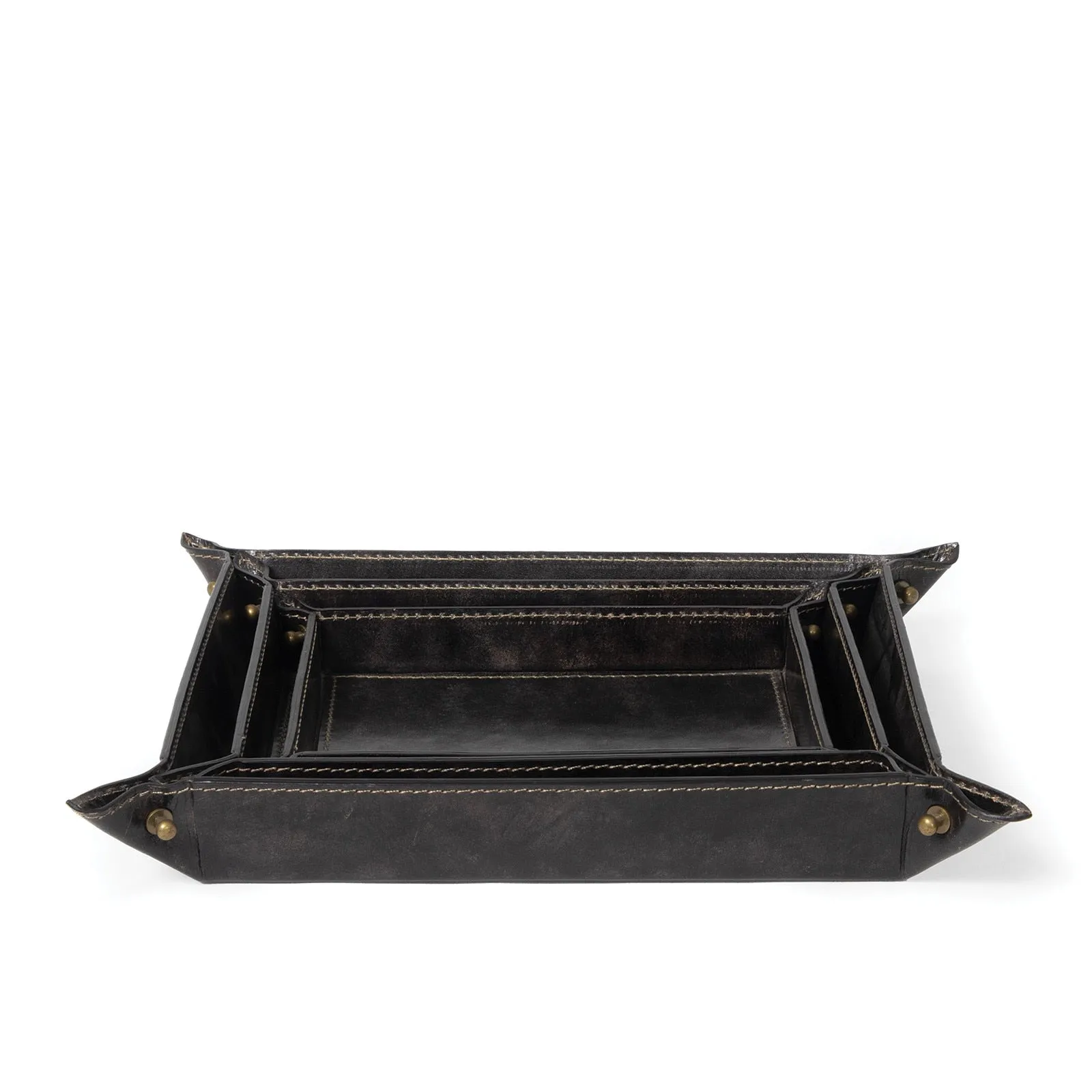 Derby Leather Tray Set (Black)