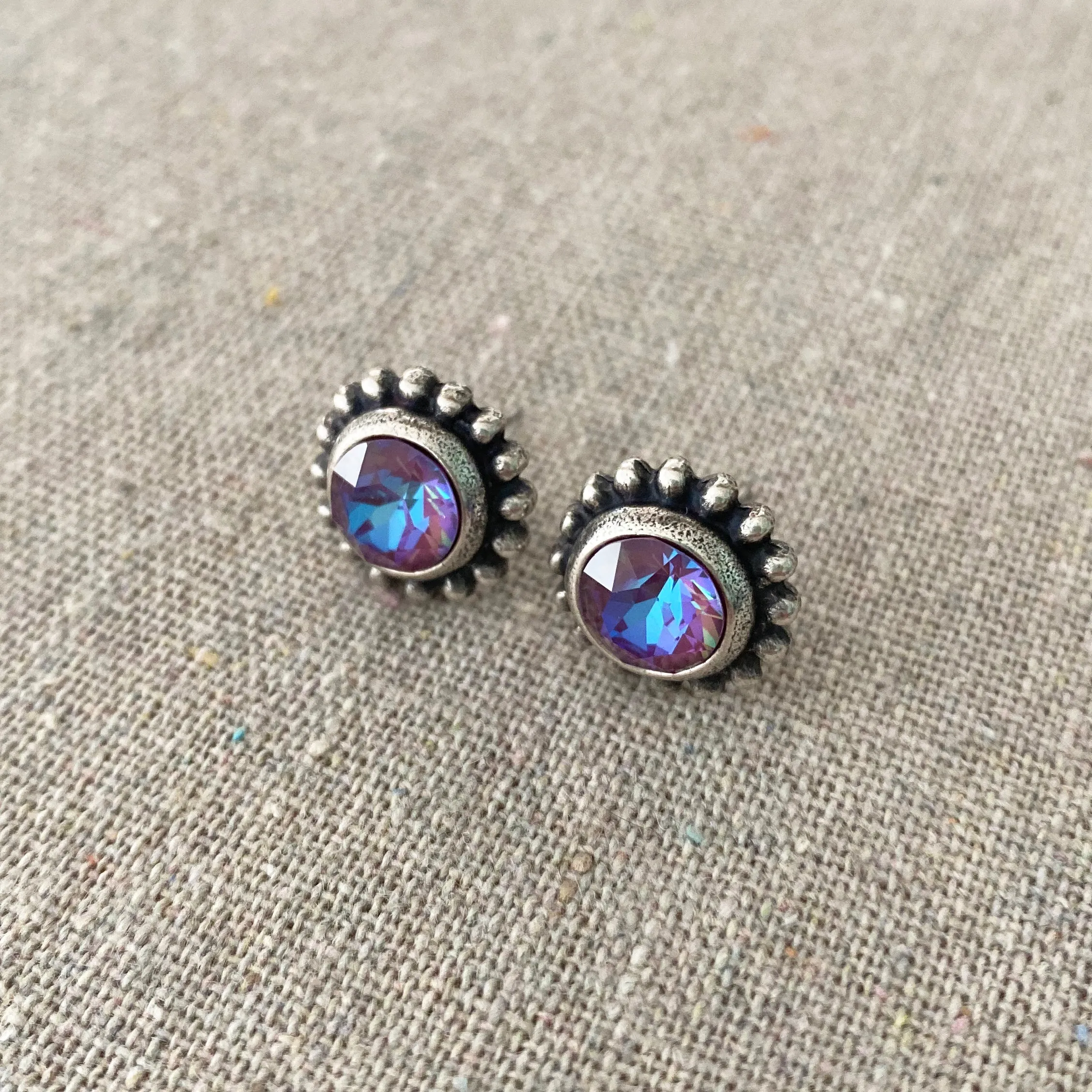 Diamante Beaded Post Earrings • 8mm