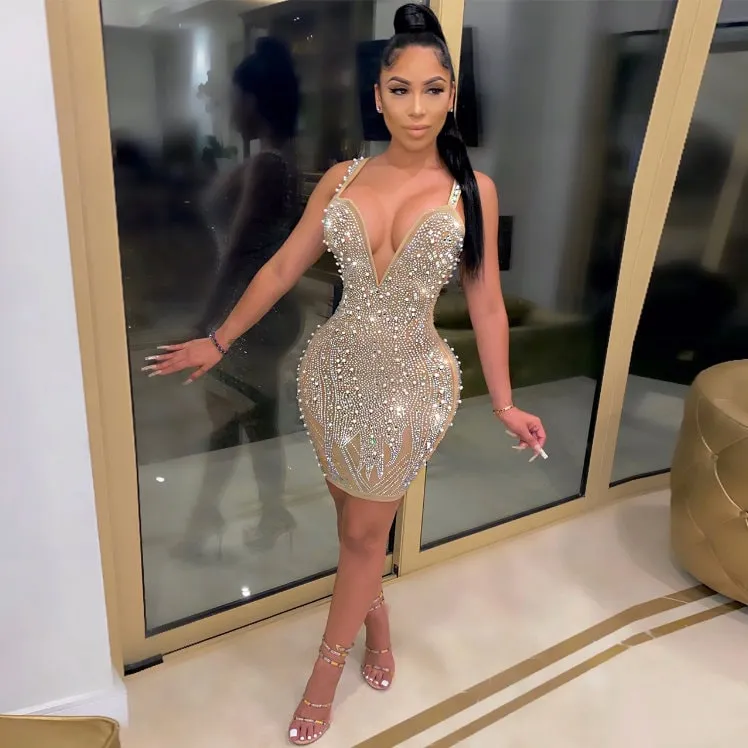 Diamond Dress | Rhinestone Dress | Dress with Diamonds | Party Dress