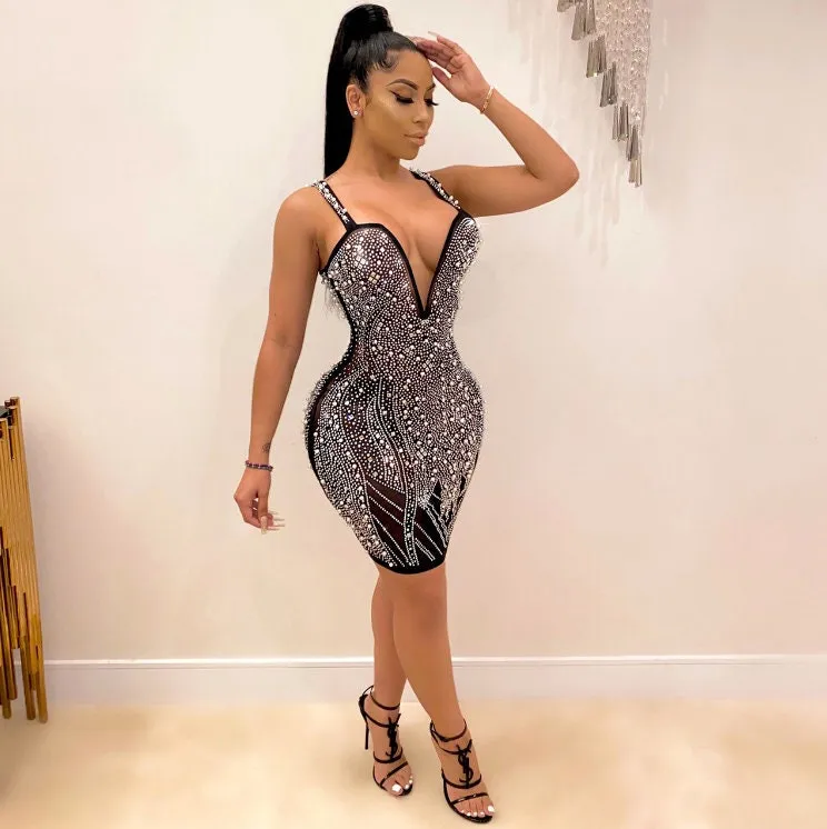 Diamond Dress | Rhinestone Dress | Dress with Diamonds | Party Dress