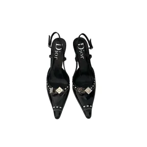 Dior Black Dice Slingbacks