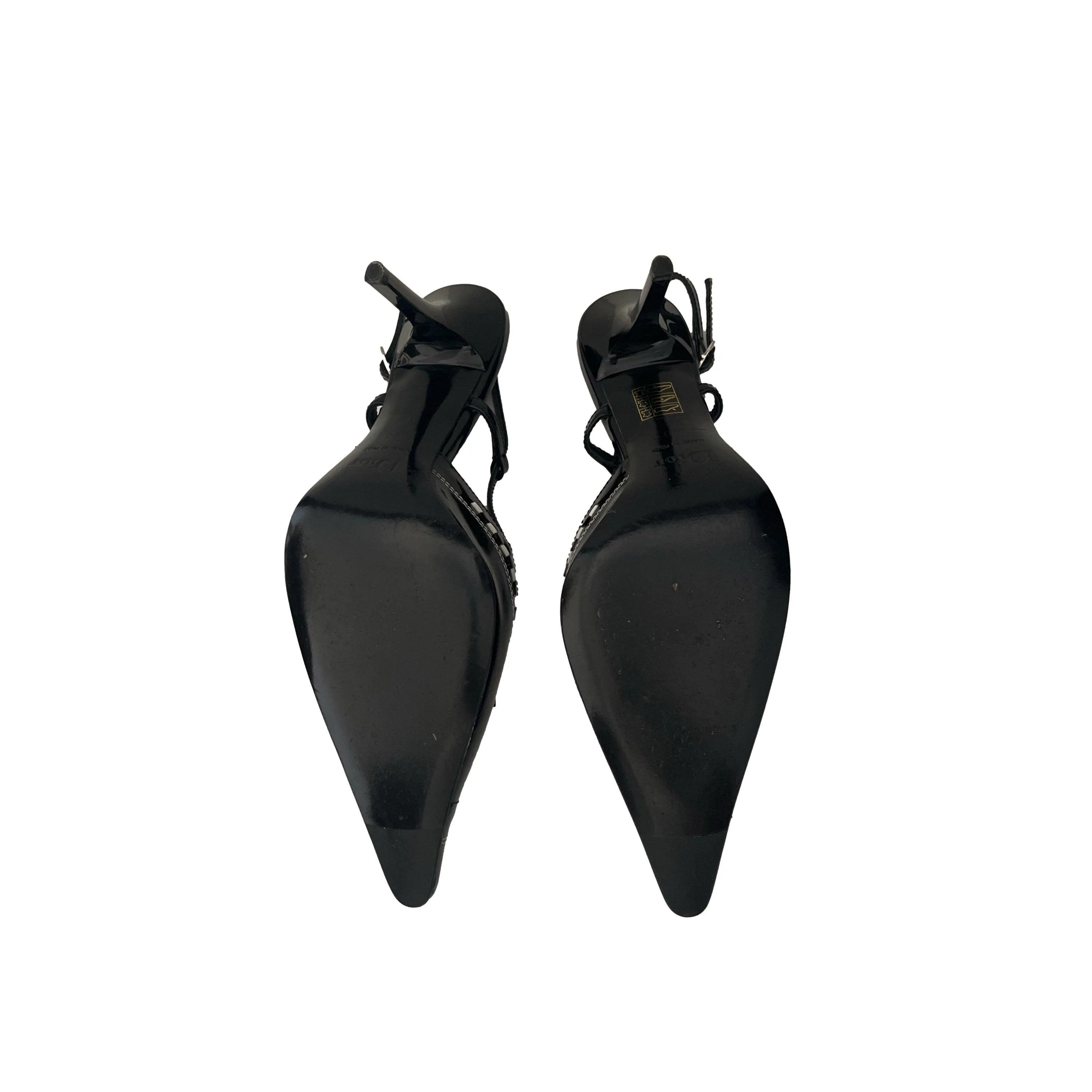 Dior Black Dice Slingbacks