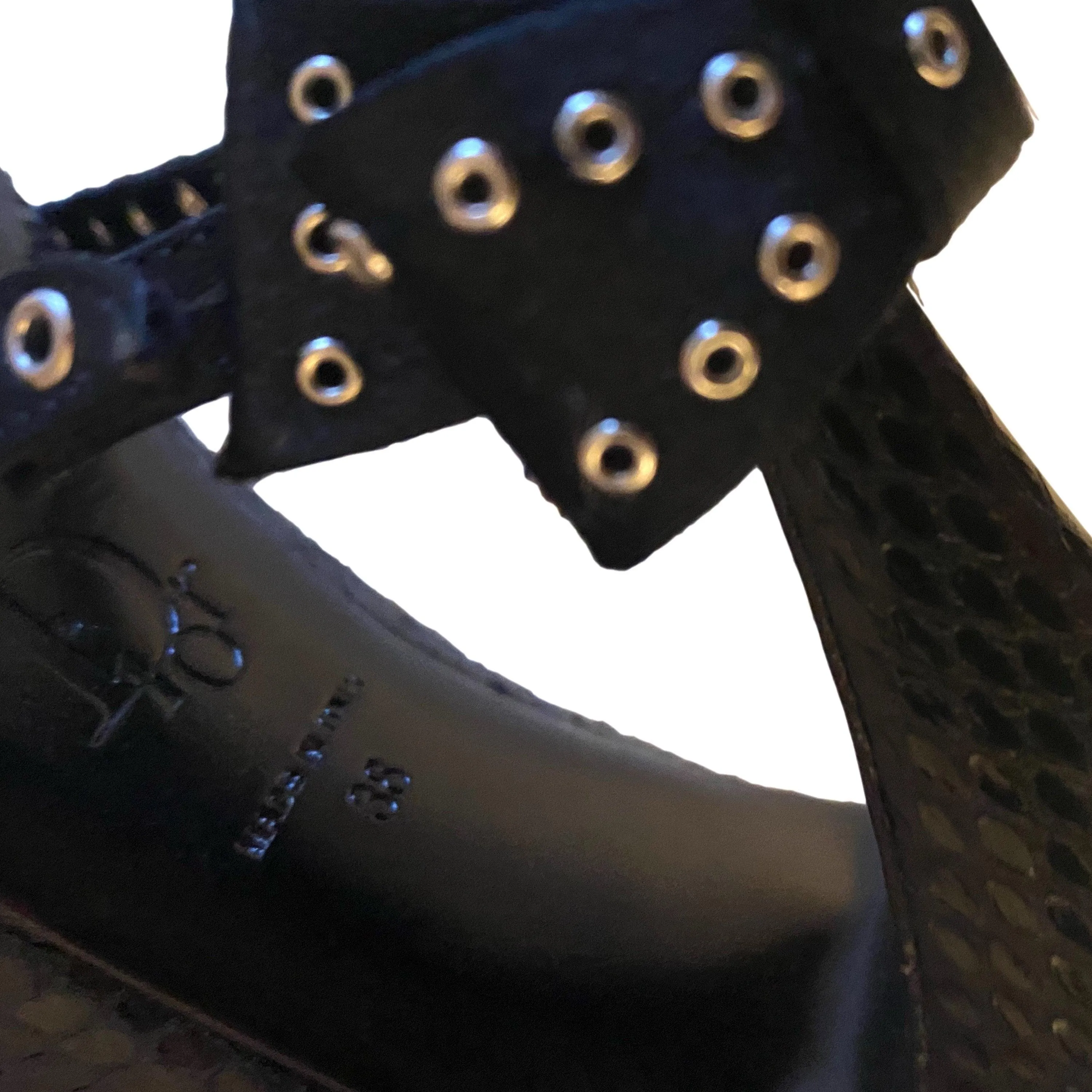 Dior Black Snakeskin Rivet Bow Heels