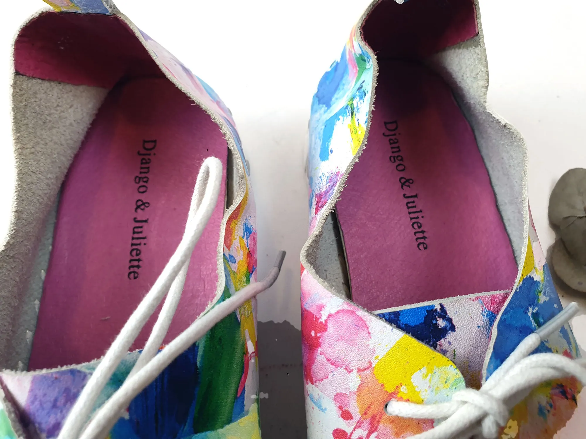 Django & Juliette paint splatter leather laceup shoes size 38