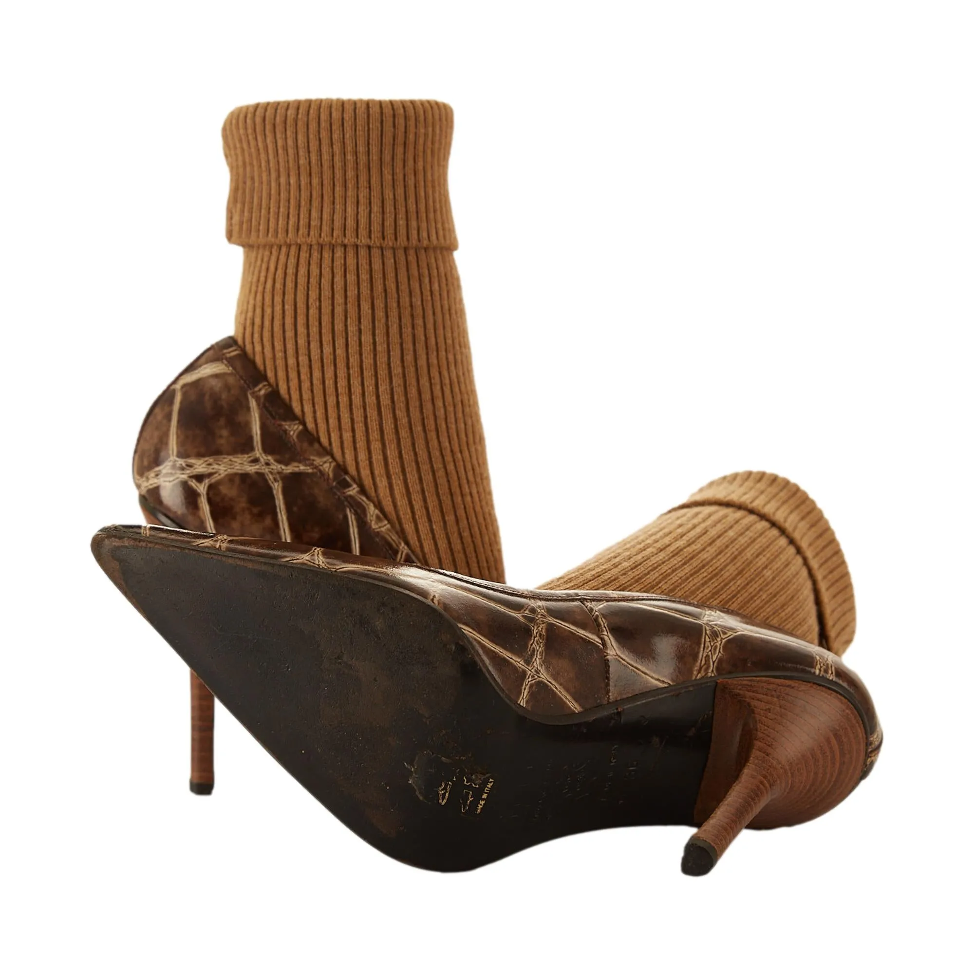Dolce & Gabbana Croc Embossed Sock Heels