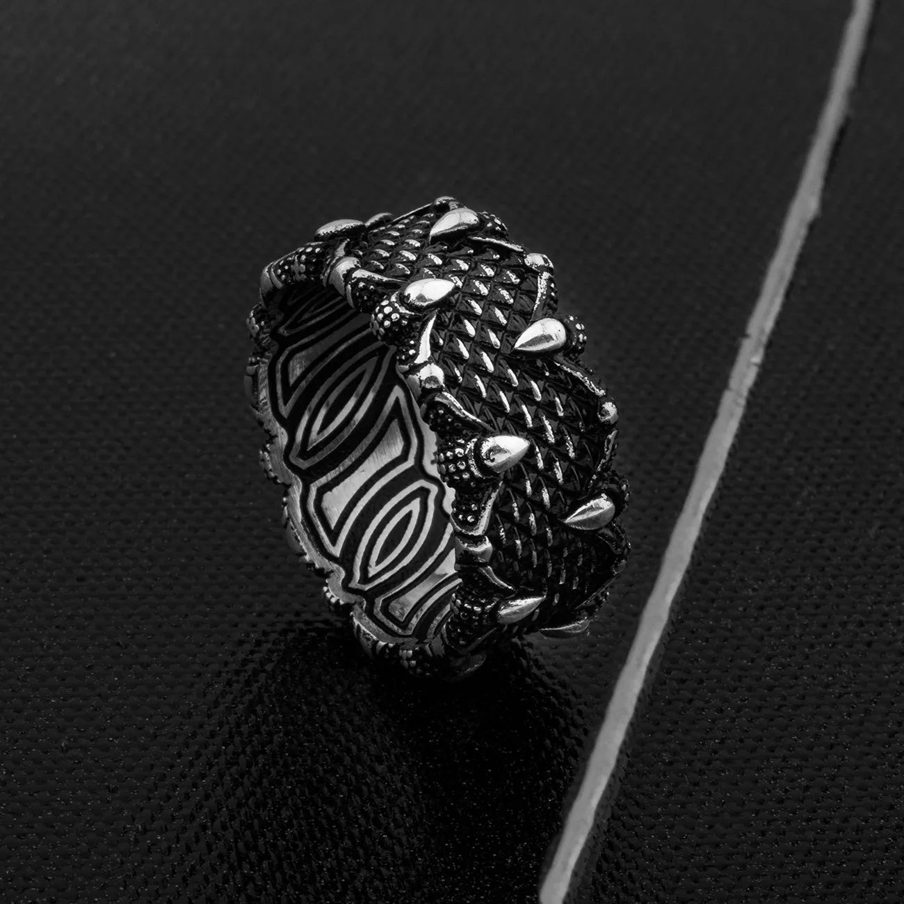 Dragon's Claw Design Oxidized Sterling Silver Band Ring