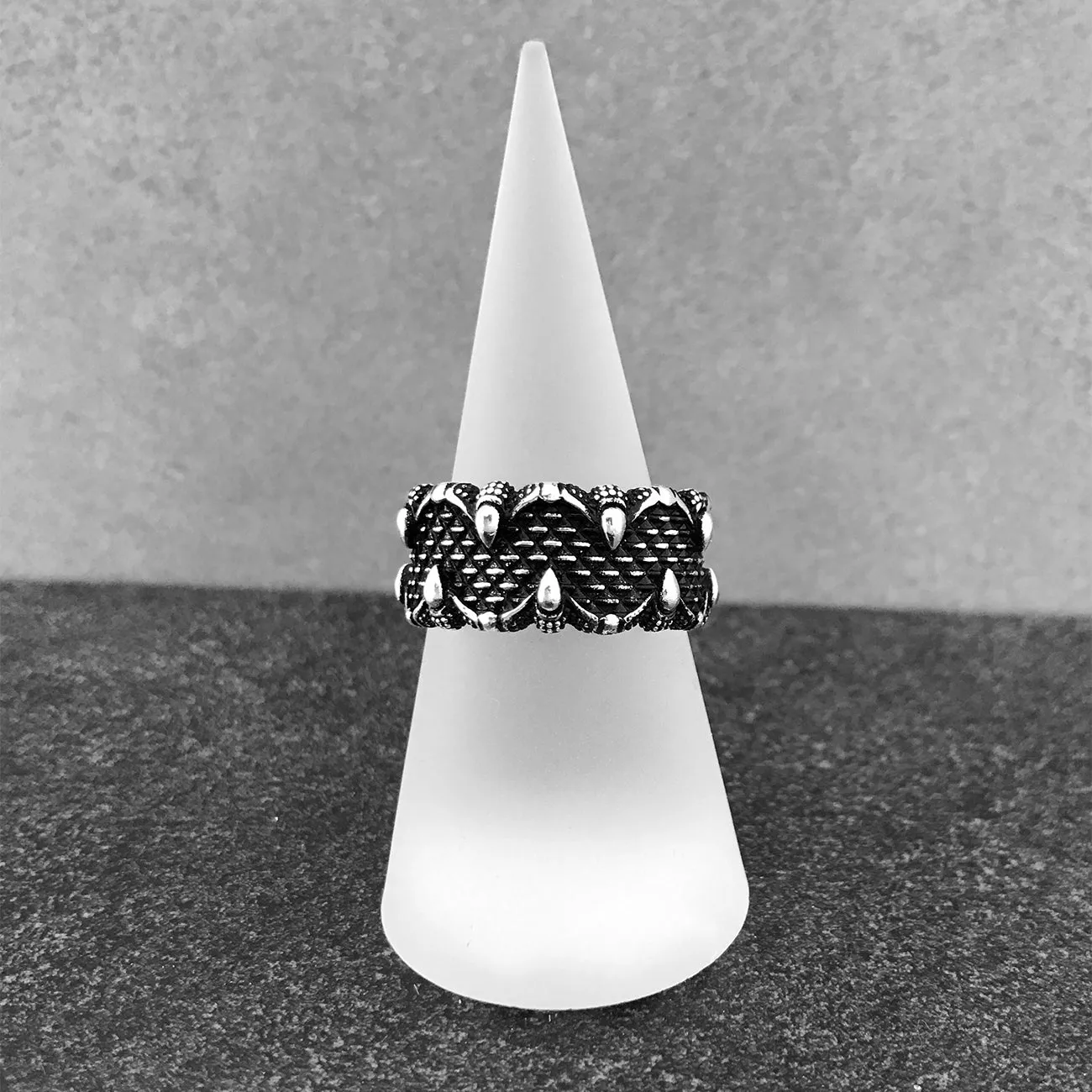 Dragon's Claw Design Oxidized Sterling Silver Band Ring