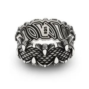 Dragon's Claw Design Oxidized Sterling Silver Band Ring