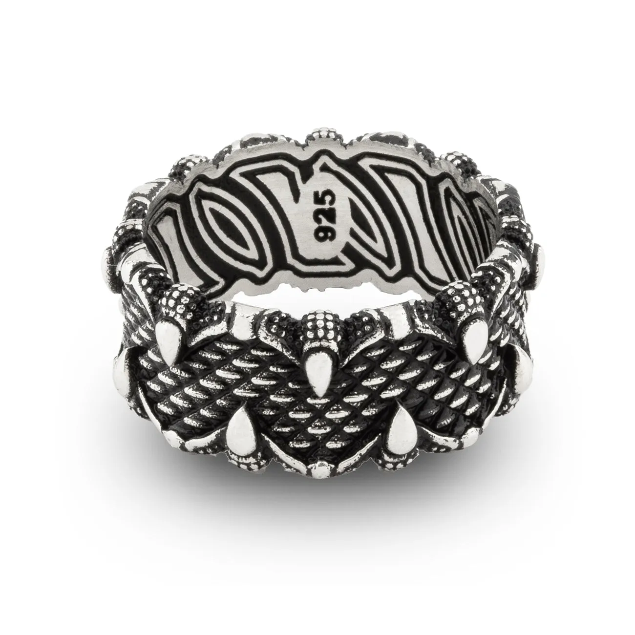 Dragon's Claw Design Oxidized Sterling Silver Band Ring