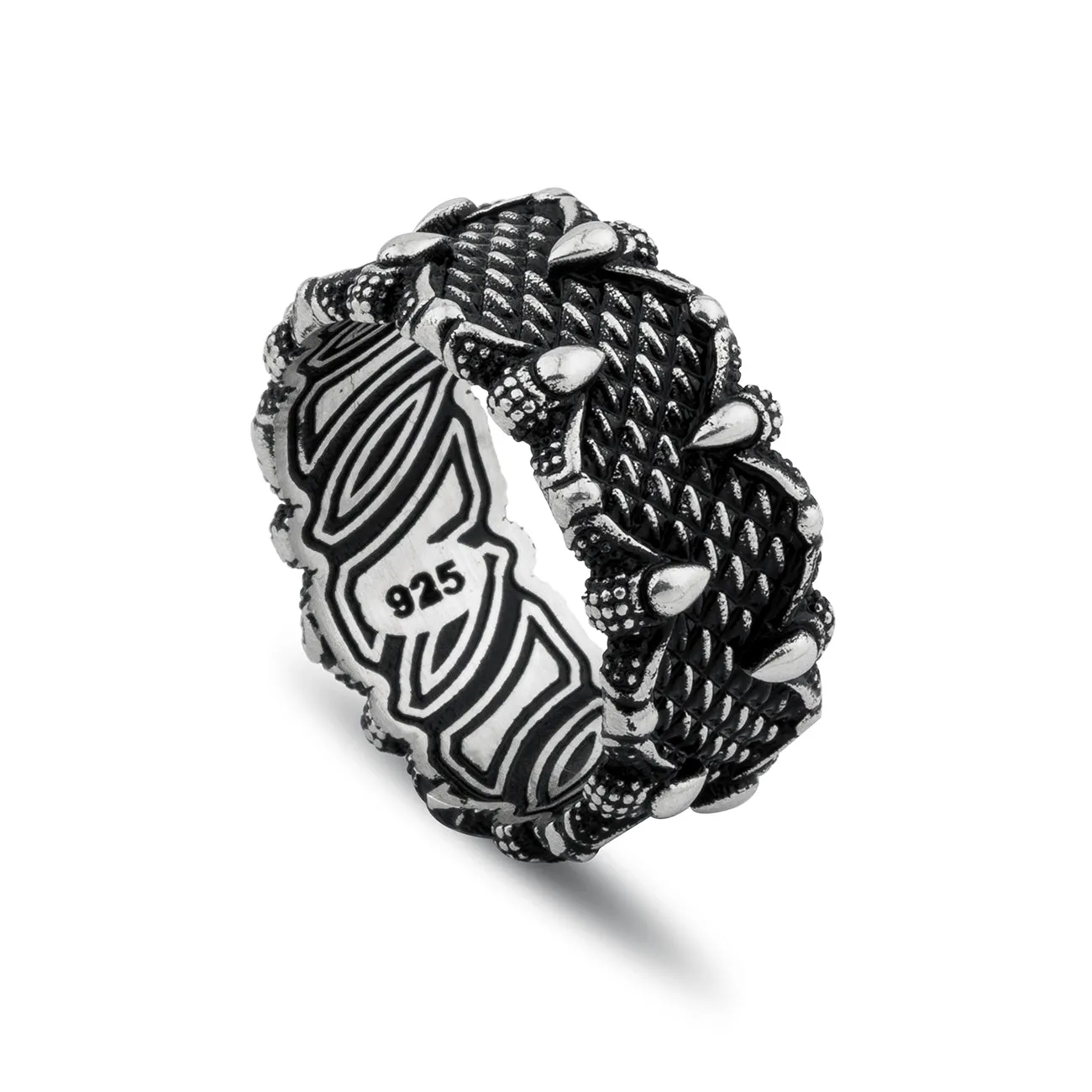 Dragon's Claw Design Oxidized Sterling Silver Band Ring