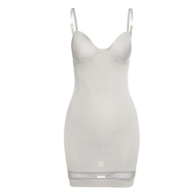 Dress Women's Fashion Suspenders Low-cut Mesh Stitching Sexy Hip Dress