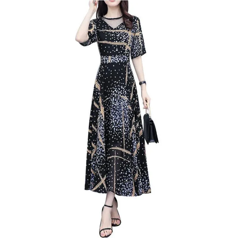 Dresses Long Section Flesh-covering Women's Temperament Printing High Waist Slim Plus Size Skirt