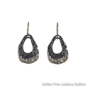 Earrings, Sterling Silver and Oxidized Sterling Silver Teardrop, Wire