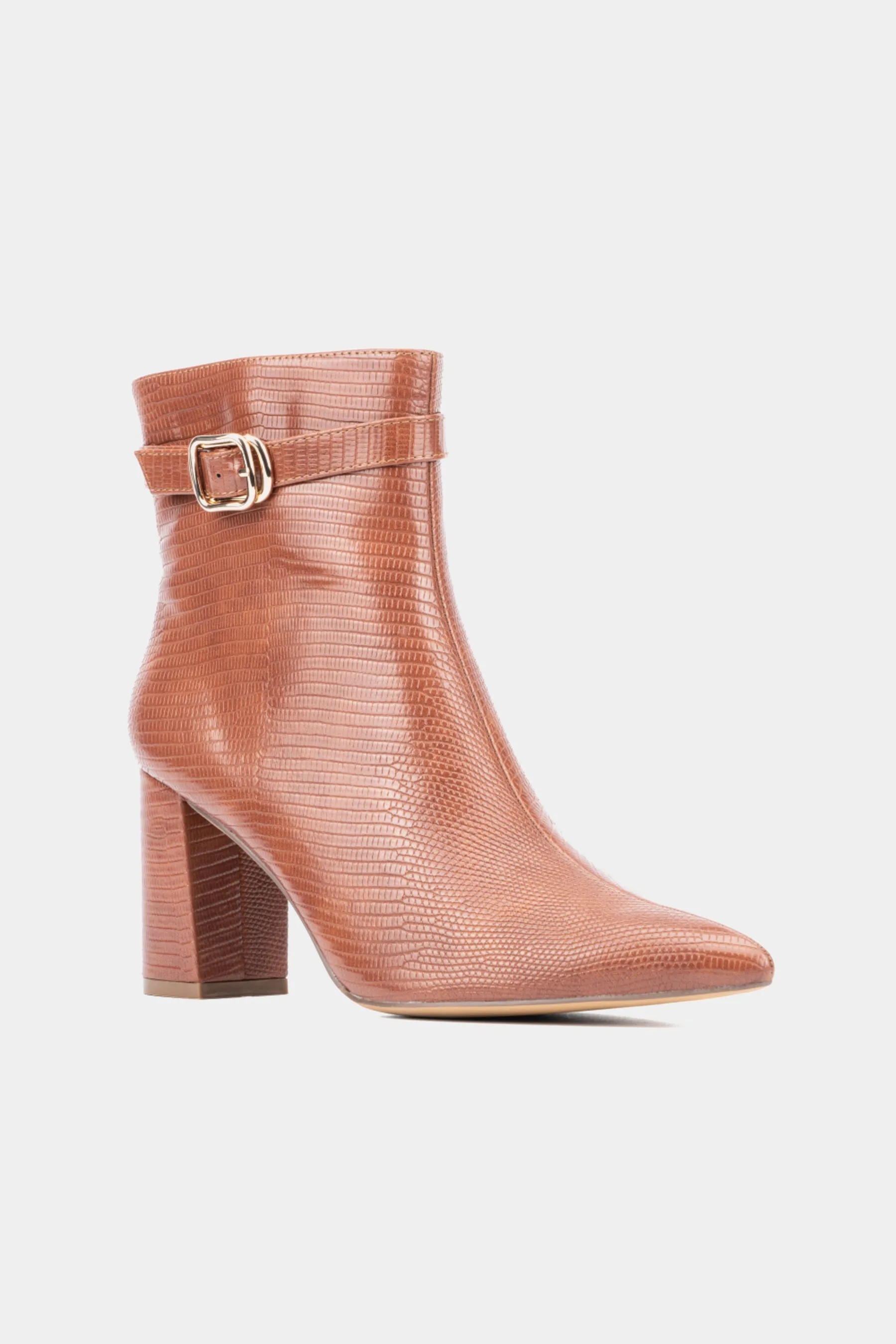 Edena Lizard Embossed Pointy Ankle Boots