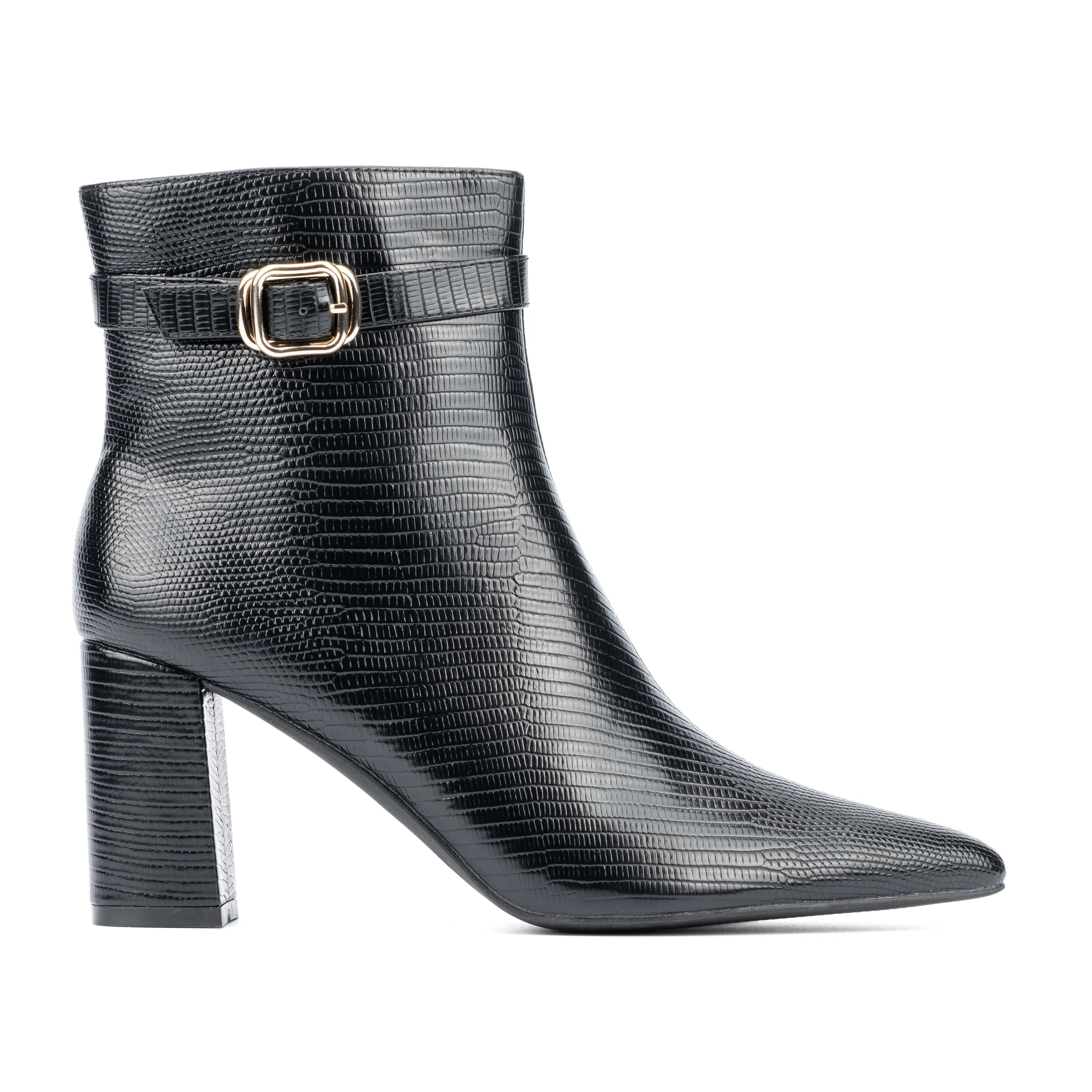 Edena Lizard Embossed Pointy Ankle Boots