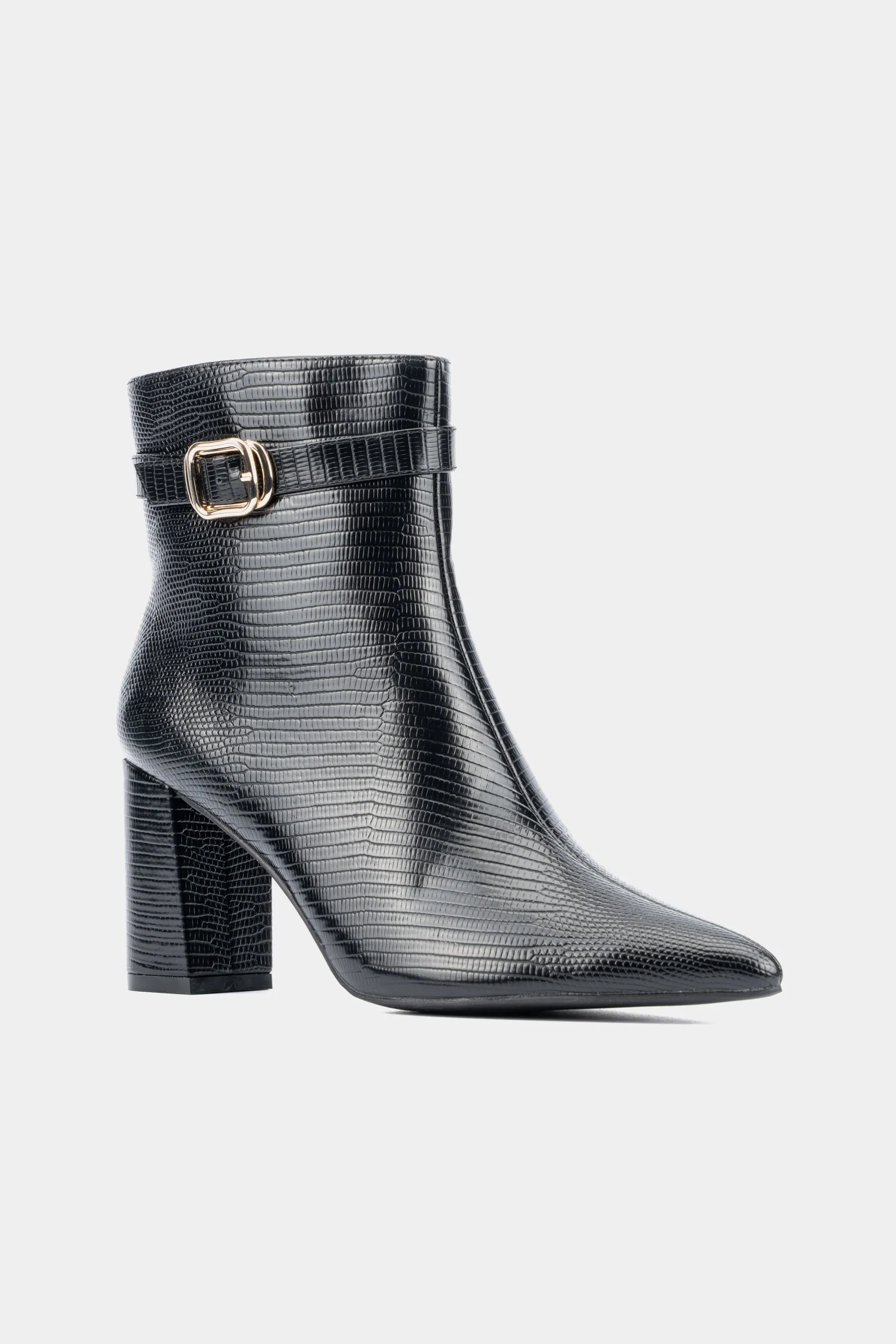 Edena Lizard Embossed Pointy Ankle Boots