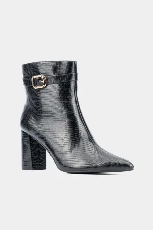Edena Lizard Embossed Pointy Ankle Boots