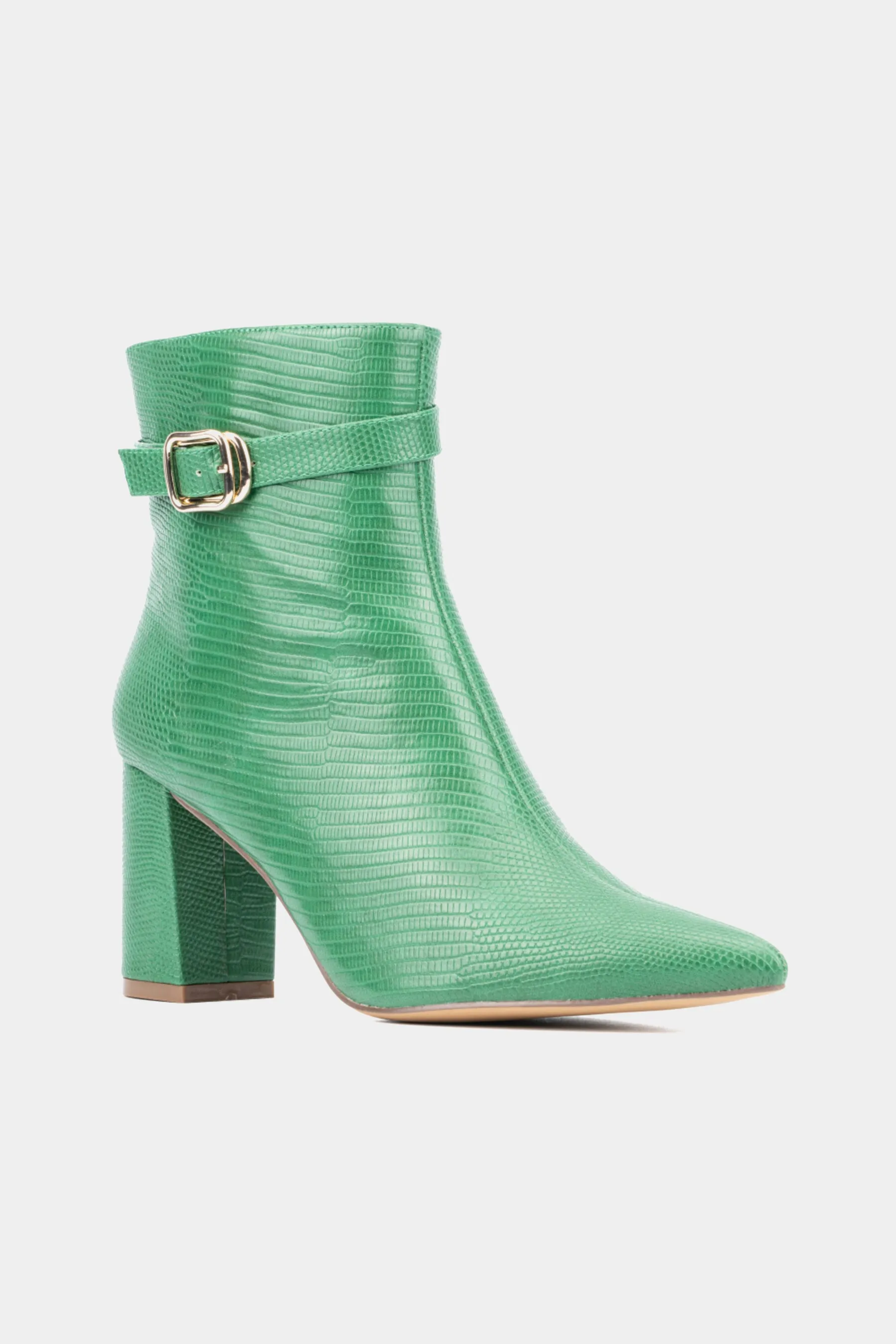 Edena Lizard Embossed Pointy Ankle Boots