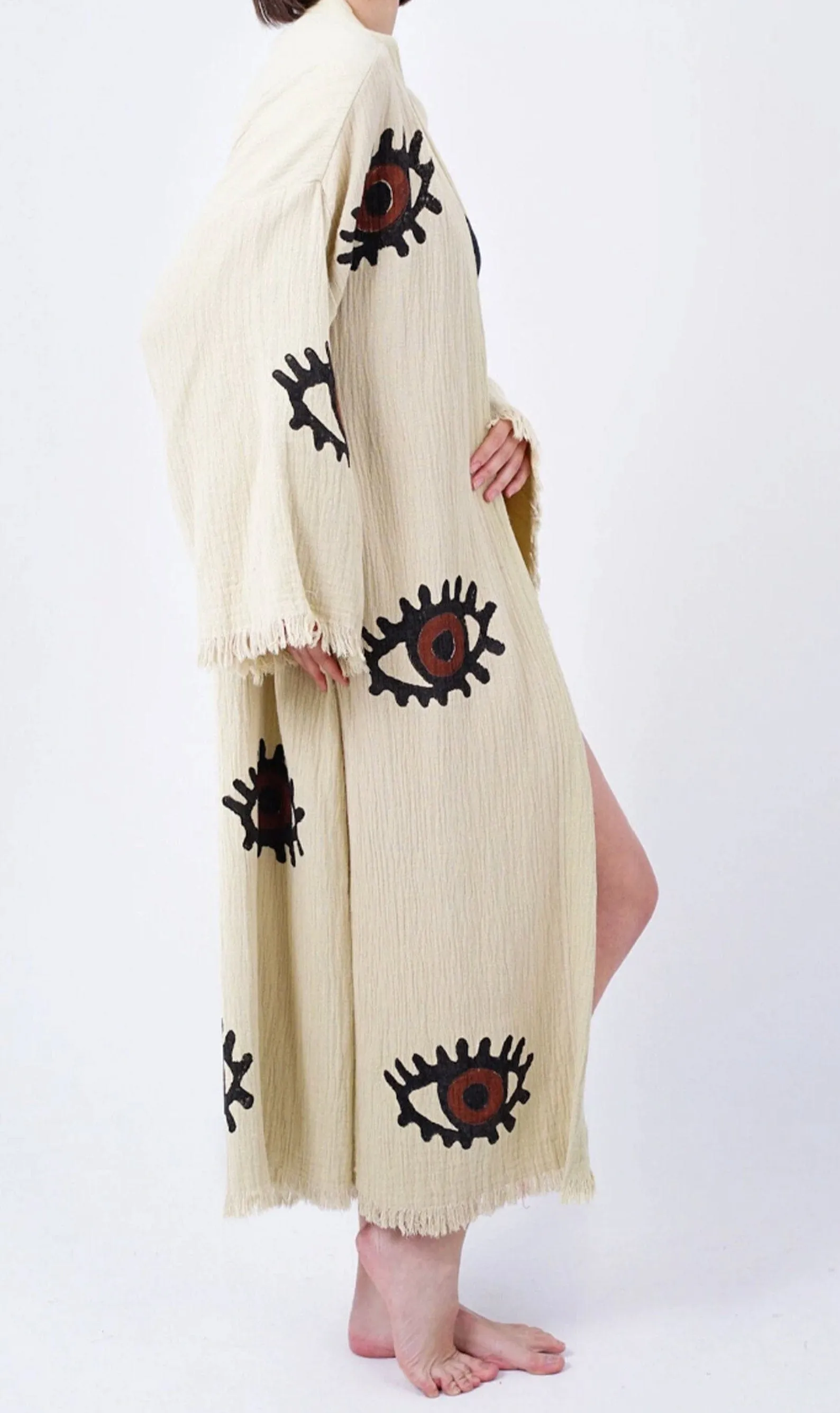Elara Handmade Cotton Kimono | Beige