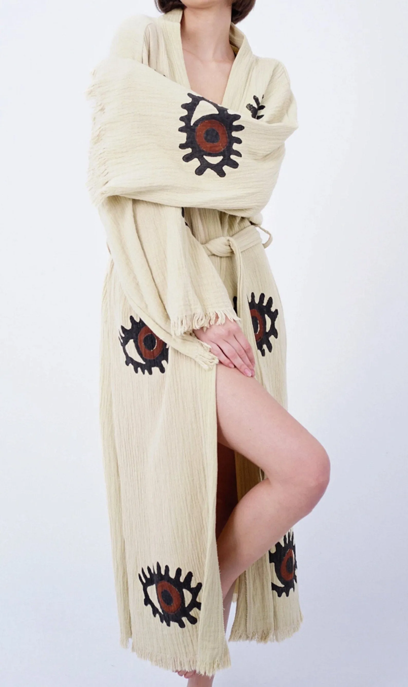 Elara Handmade Cotton Kimono | Beige