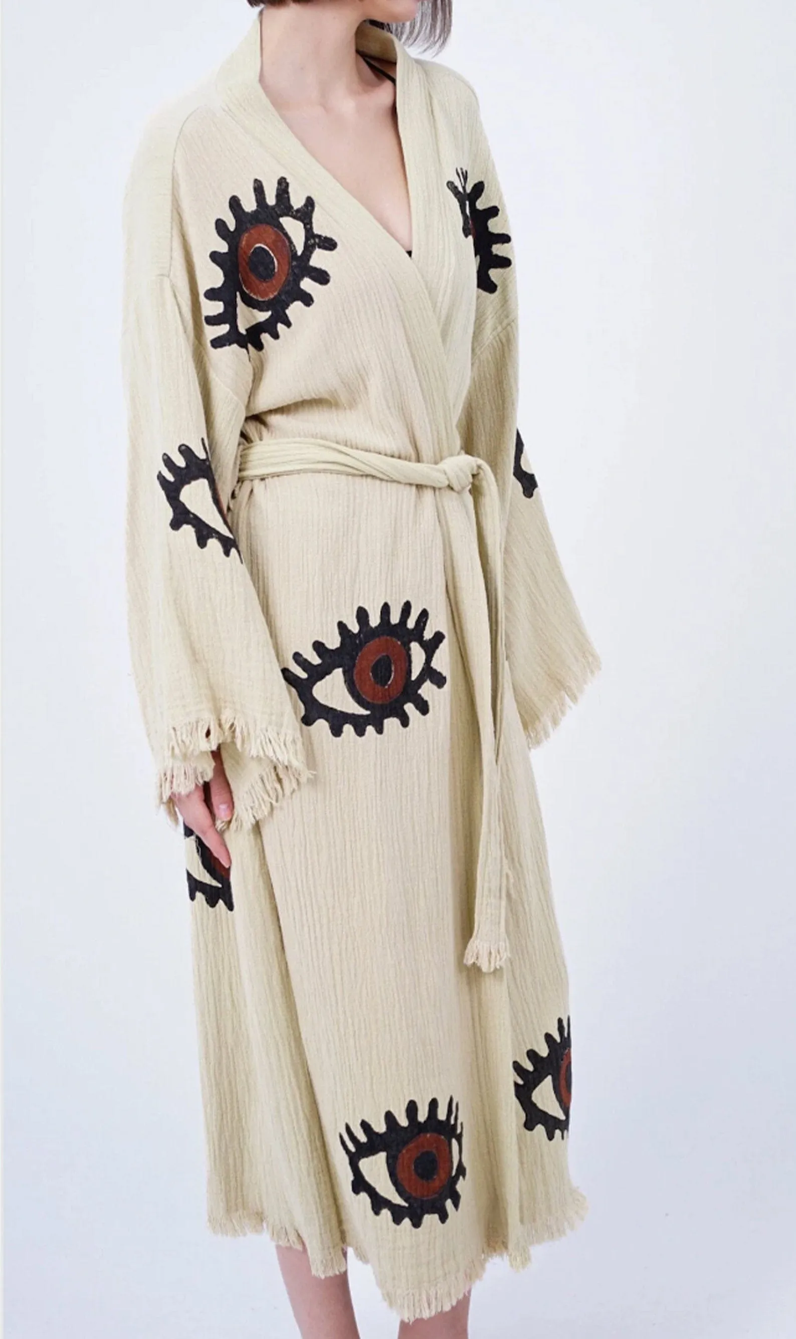 Elara Handmade Cotton Kimono | Beige