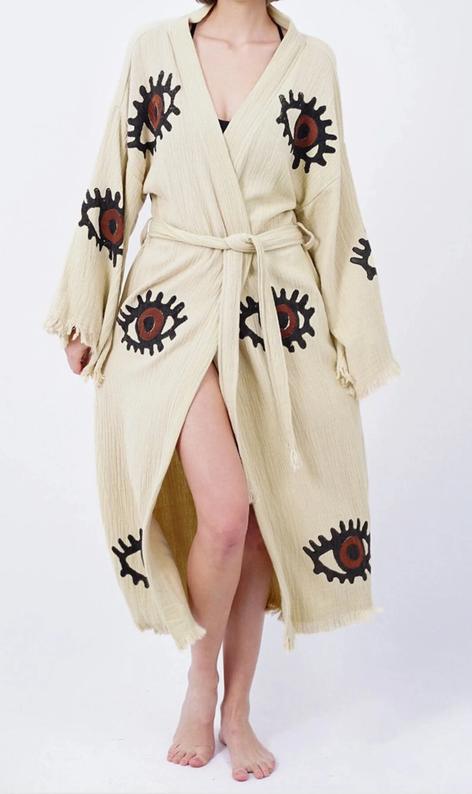 Elara Handmade Cotton Kimono | Beige