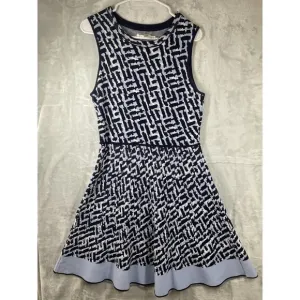 Eliza J Sleeveless Fit &amp; Flare Sweater Dress SZ MED Print Retails $148 EUC