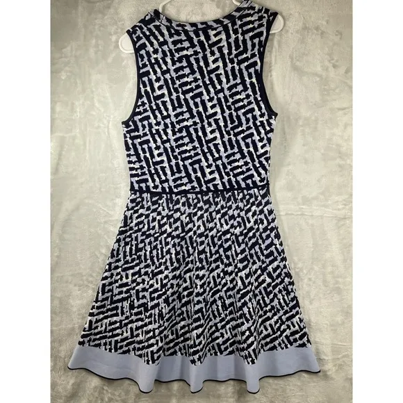 Eliza J Sleeveless Fit &amp; Flare Sweater Dress SZ MED Print Retails $148 EUC